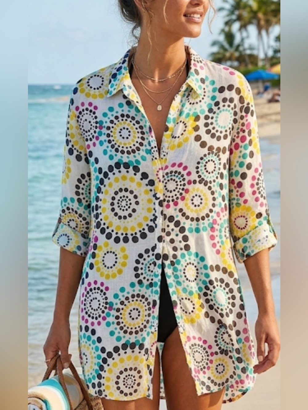 Polka Dot Tunic beach coverup cotton